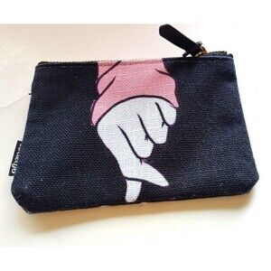 Society6 Coin Purse Bag Finger Snap  Navy Blue Pink Zippered